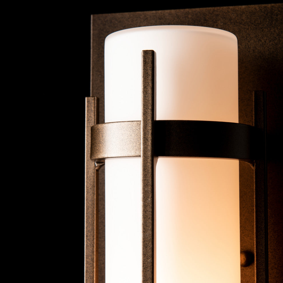 Banded Small Outdoor Sconce, Coastal Bronze Finish, Opal Glass