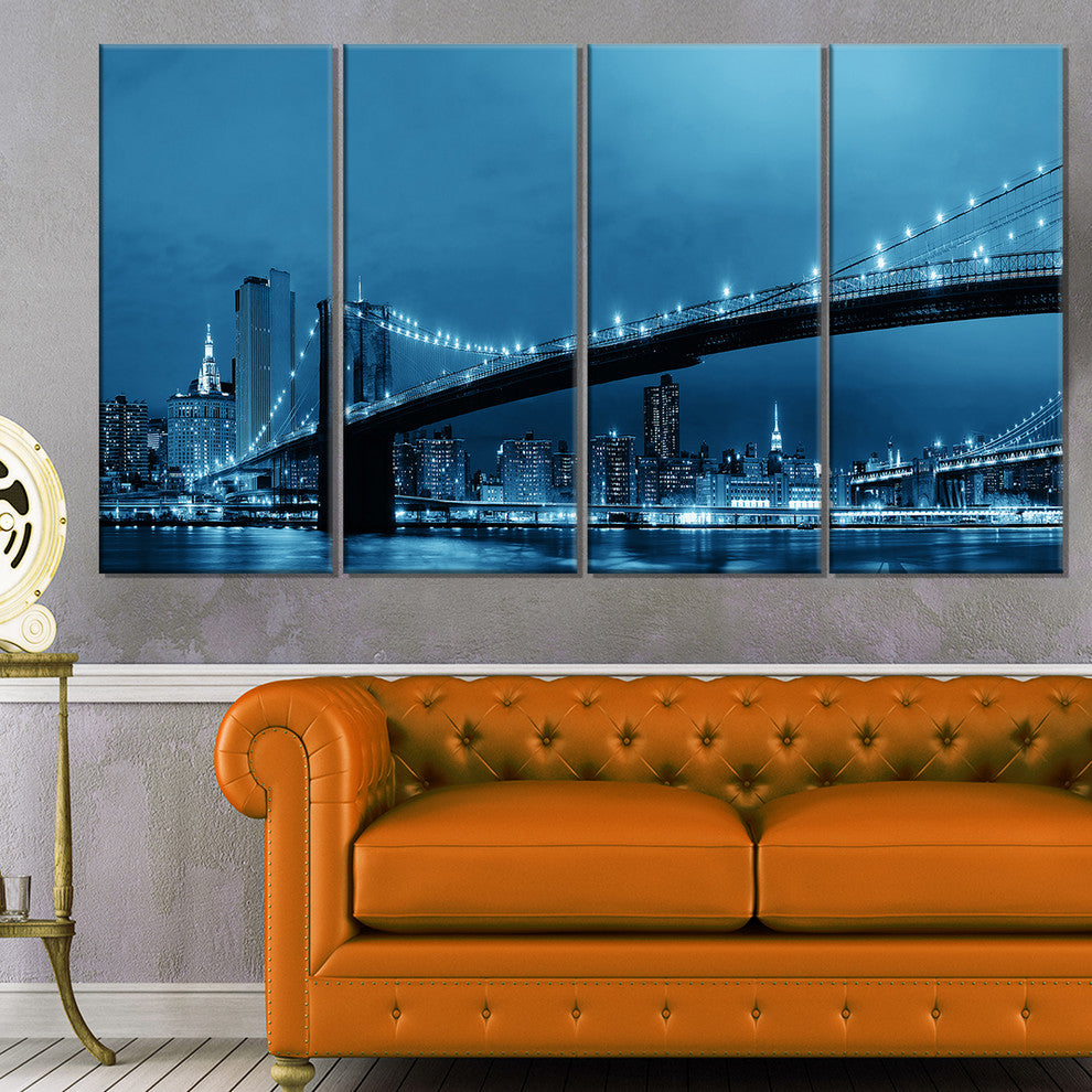 "Manhattan Downtown Urban View" Canvas Print48"x28", 4-Panels