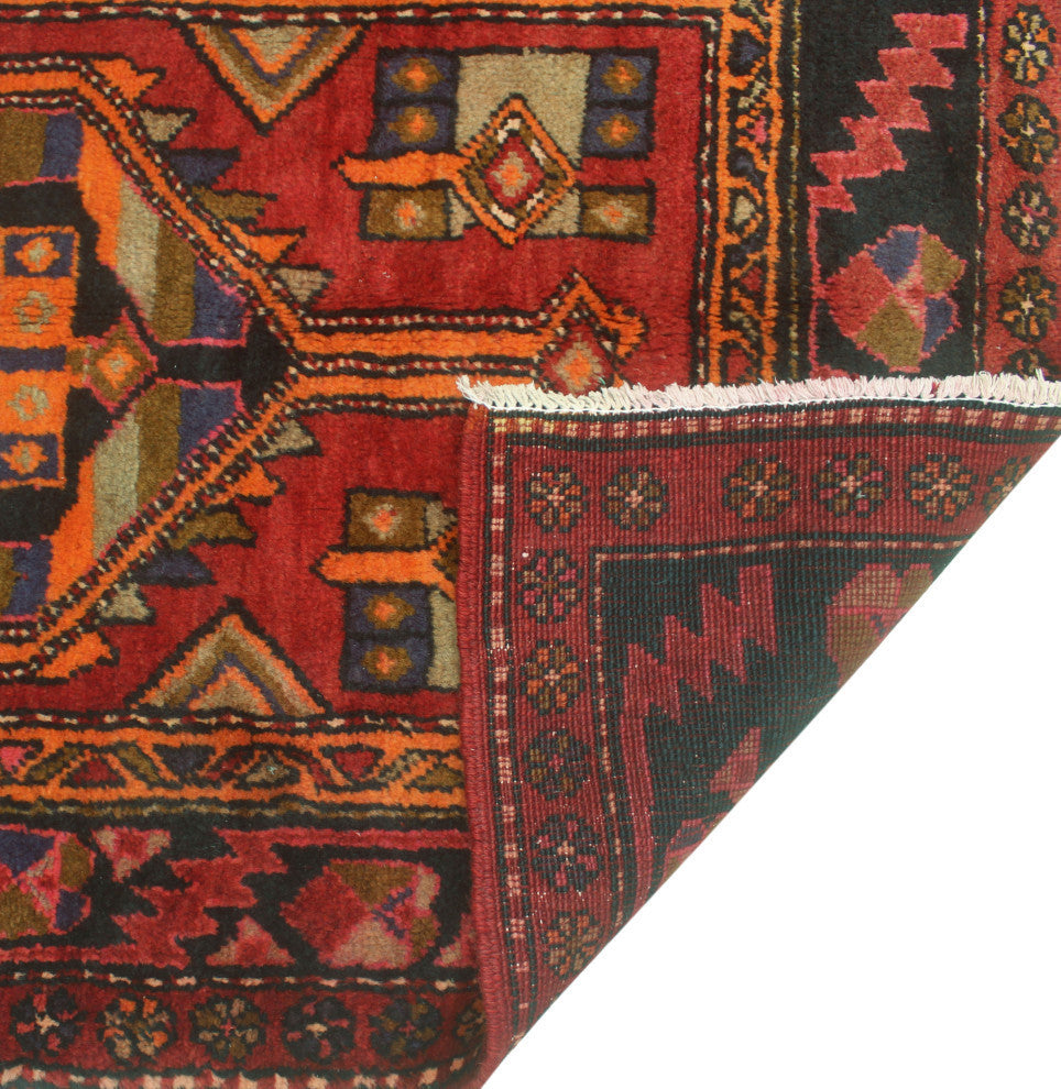 Fine Vintage Distressed Fannie Red/Orange Runner, 3'1x11'3
