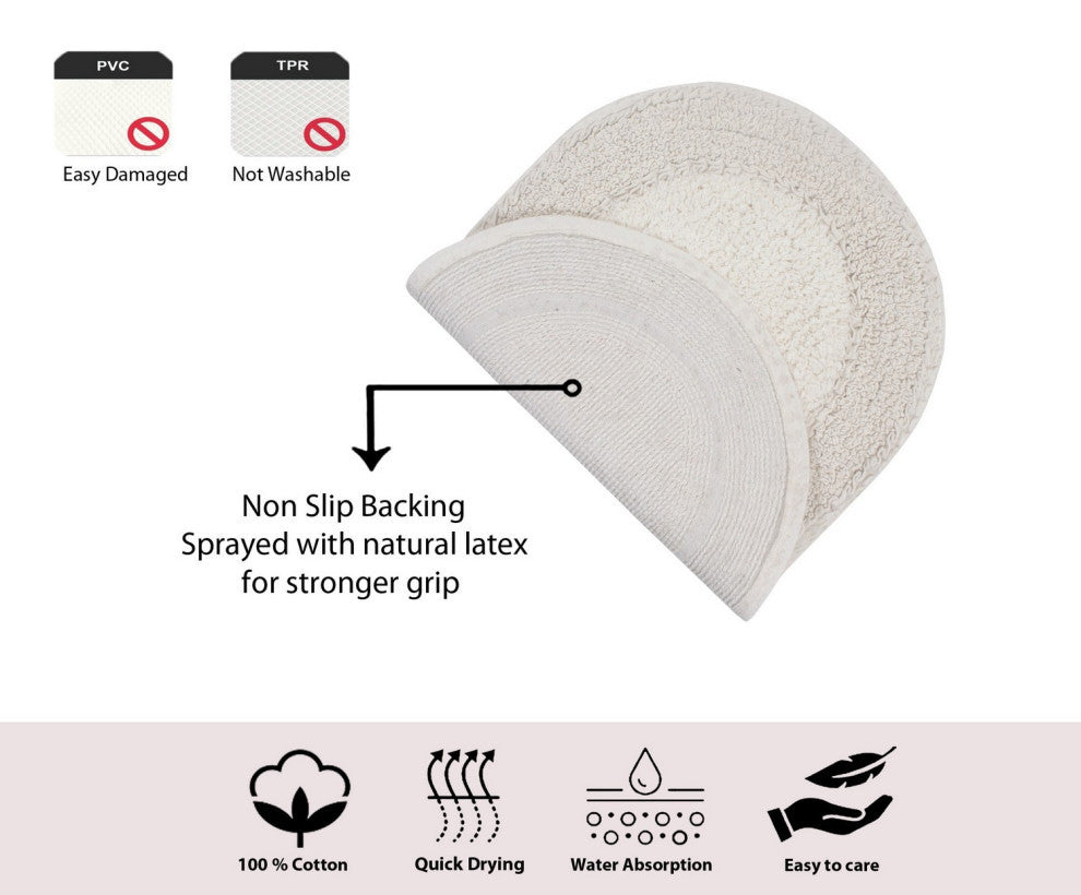 Double Ruffle Collection Bath Rugs Set, 17x24 Rectangle, Ivory