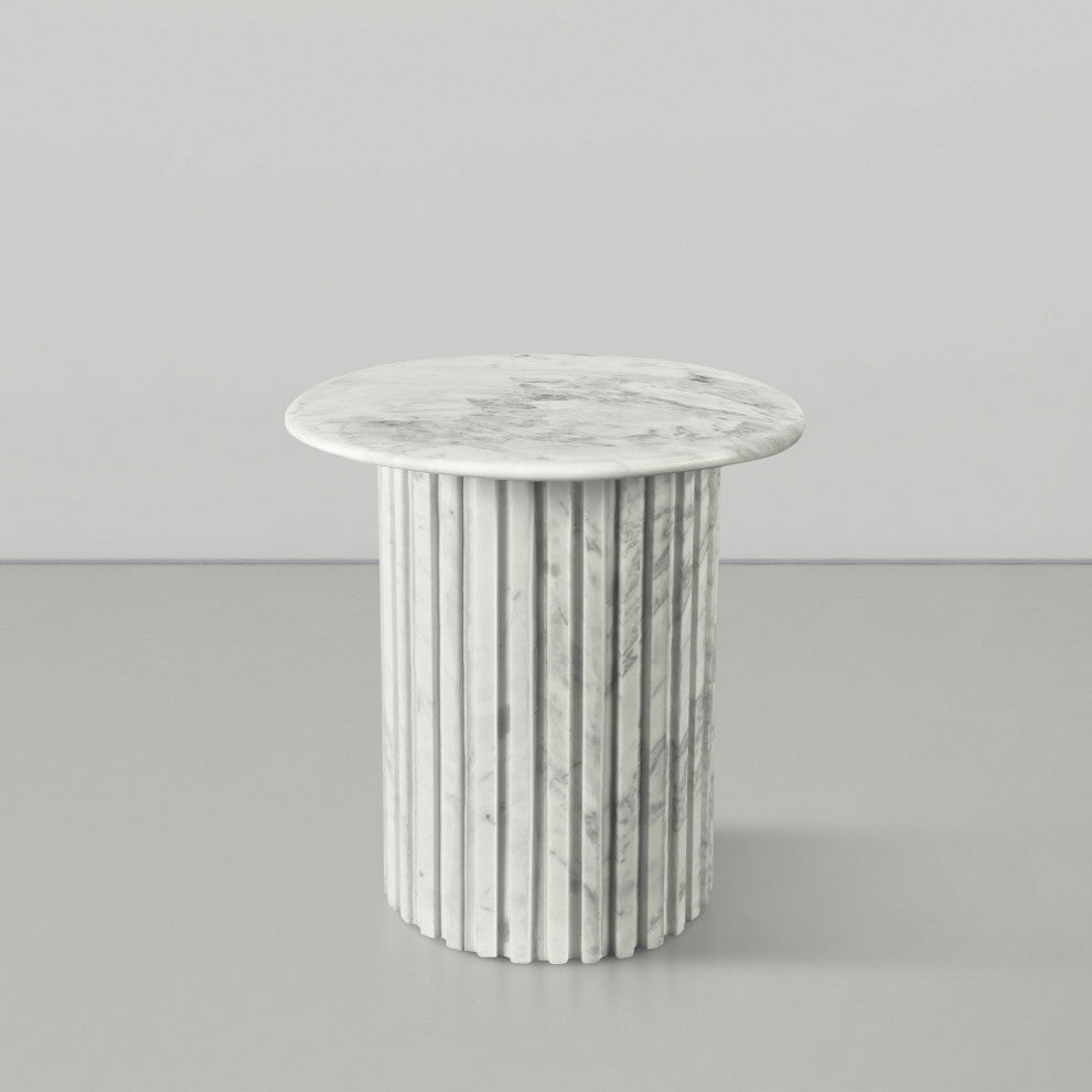 Genoa Marble End / Side Table, White