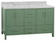 California 60" Bathroom Vanity, Sage Green, Carrara Marble, Double