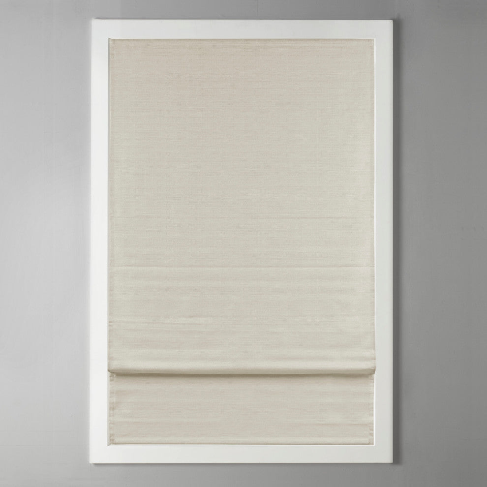 Madison Park Como Faux Silk Cordless Roman Shade, Ivory, 35 X 64"