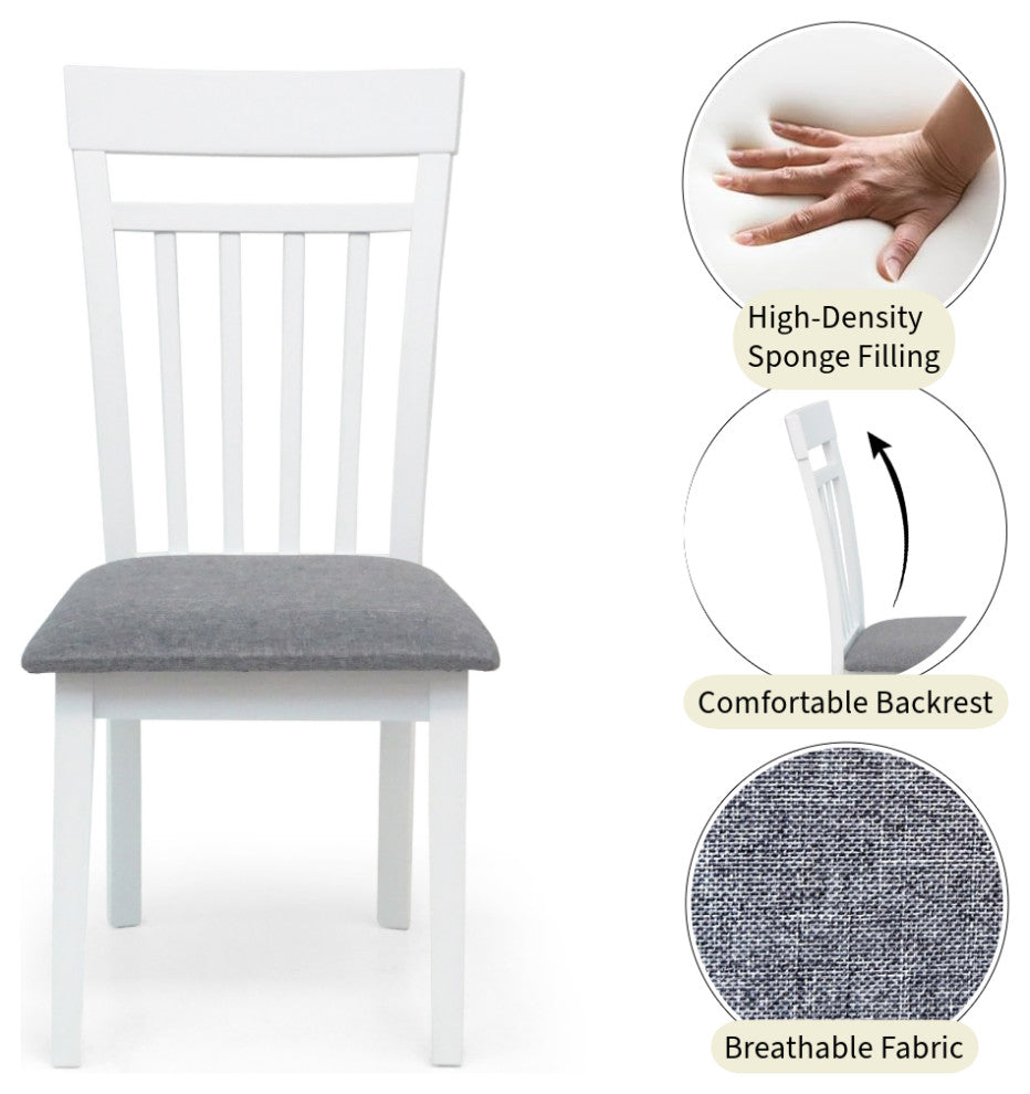 Set of 2 Classic Style Solid Wood Warm Dining Chairs, White/Gray