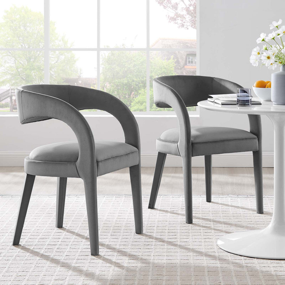 Pinnacle Performance Velvet Dining Chair Set of 2, Gray