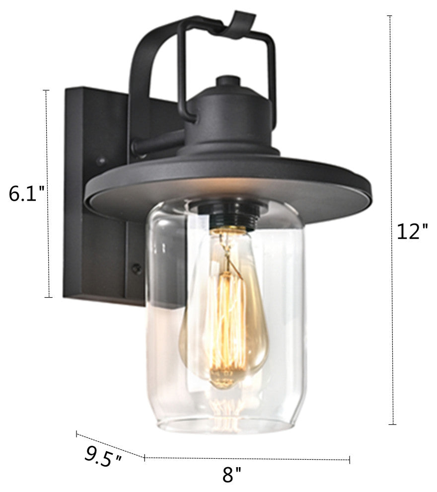 CHLOE Lighting Christopher Transitional 1-Light Textured Black Outdoor Sconce