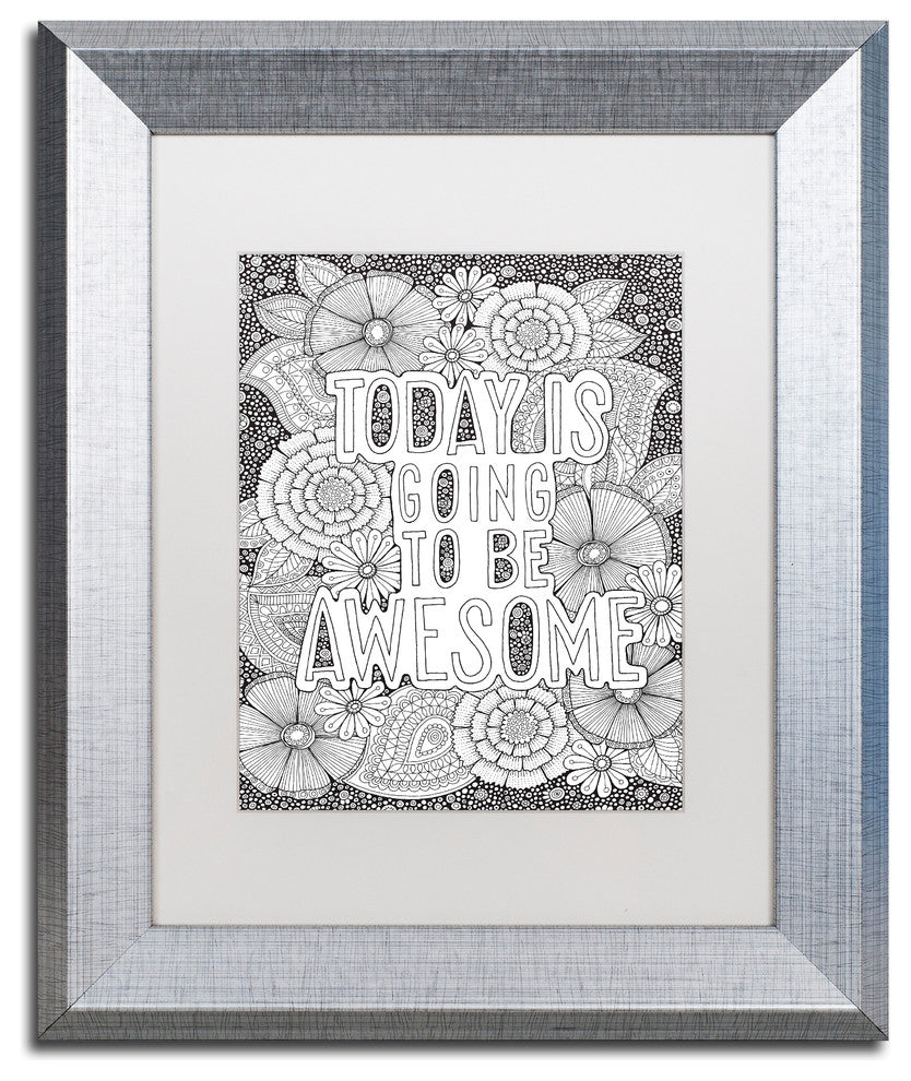 Hello Angel ''Today is Going to be Awesome'' Art, Silver Frame, White Mat, 14x11