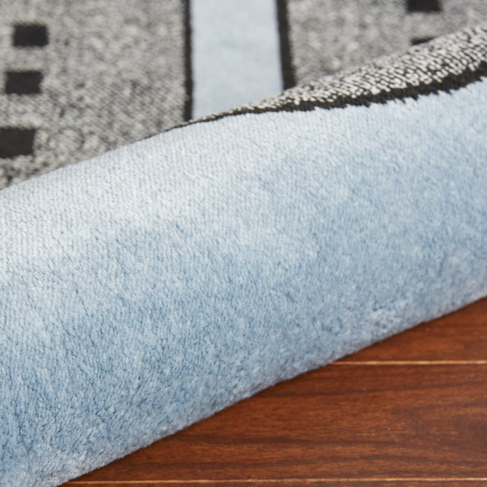5' x 7' Blue Imaginative Racetrack Area Rug