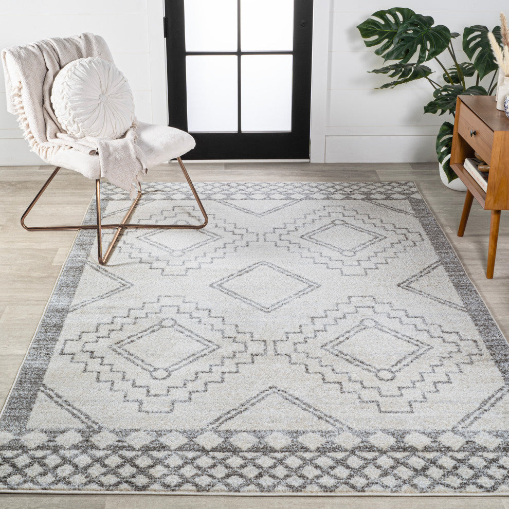 Amir Moroccan Beni Souk Rug, Cream/Gray, 2 Ft. X 20 Ft.