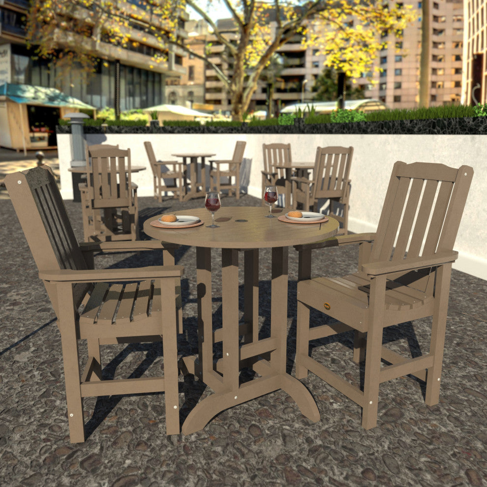 Springville 3-Piece Round Dining Set, Weathered Acorn, Woodland Brown