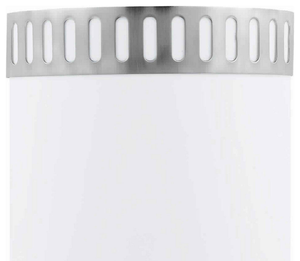 Benzara BM220699 18W Wall Lamp with Acrylic Plate and Steel Trim, White and Gray