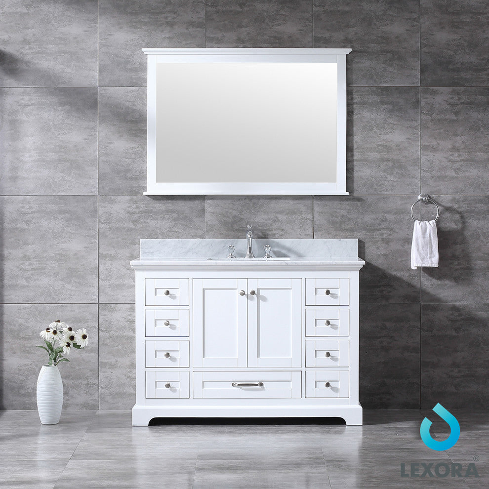 48" Single Vanity With Carrera Marble Top, Sink and 46" Mirror