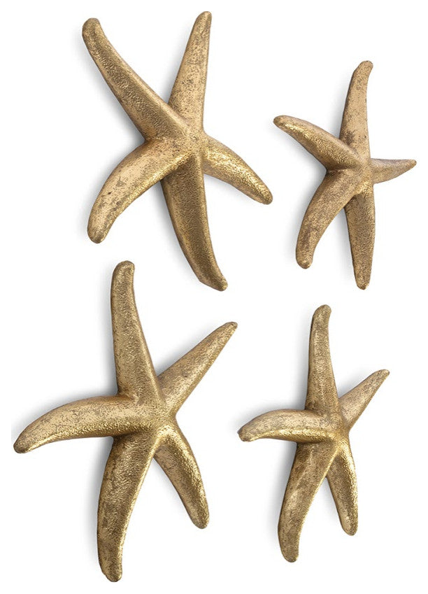 Starfish, Gold Leaf, 4-Piece Set, Small, Gold, Small