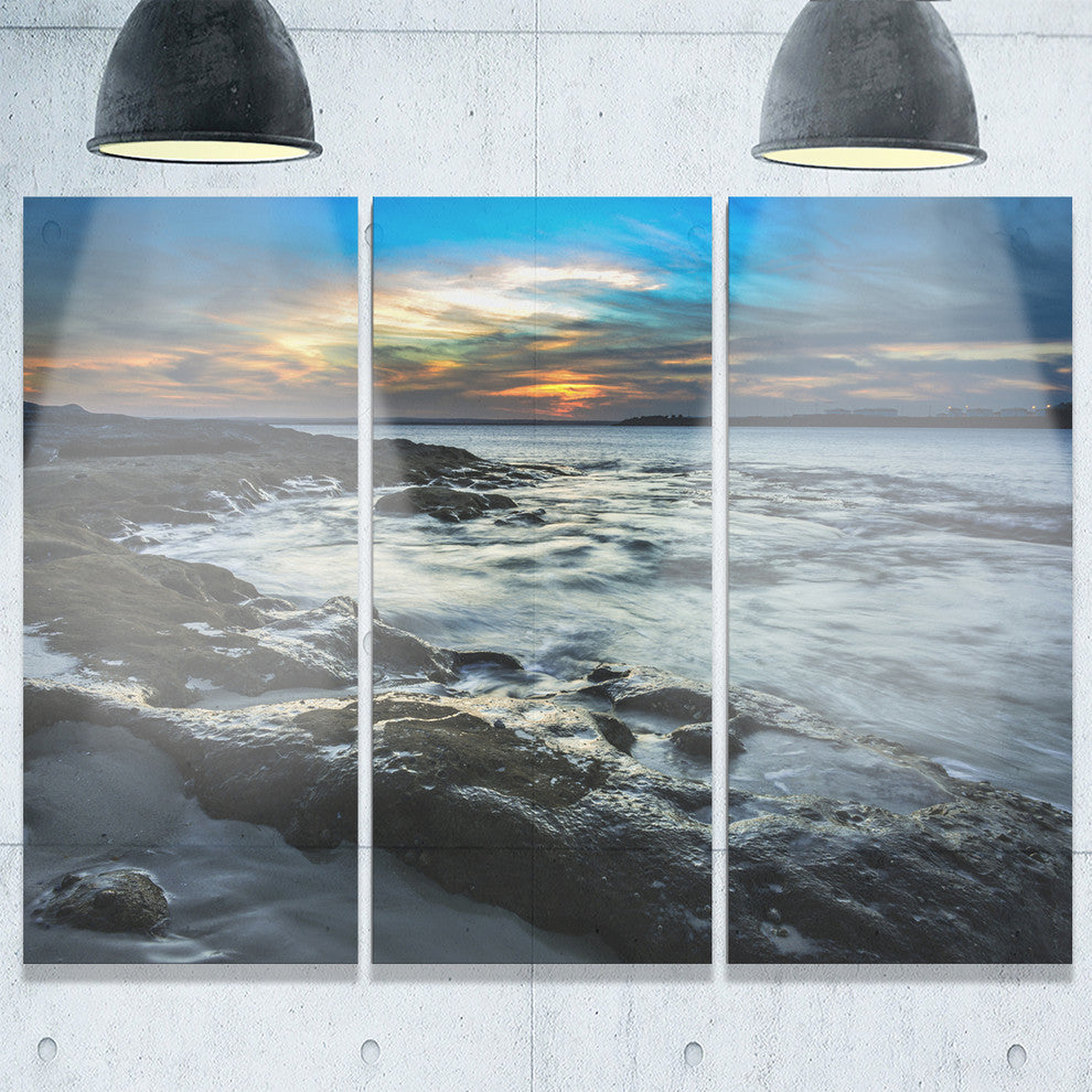 "Fascinating Sunset at Australia Coastline" Metal Wall Art, 3 Panels, 36"x28"