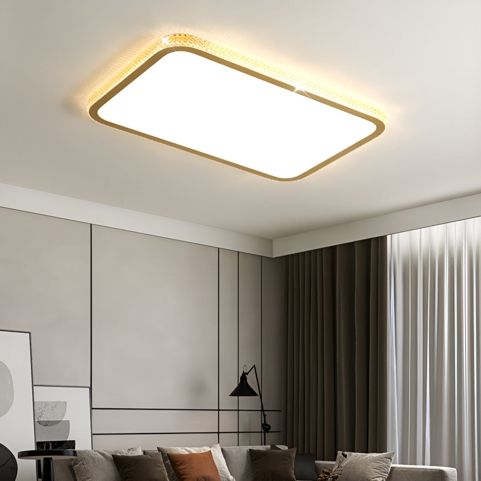 Abbiategrasso | Rectangle Crystal LED Ceiling Light, Black, Brightness Dimmable