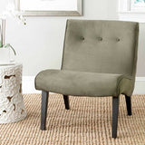 Contemporary Linen Blend Chair with Glam Tufting & Birch Wood Legs, Forest Green