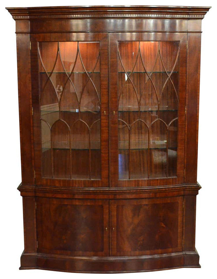 Mahogany Bow Front Display China Cabinet by Leighton Hall