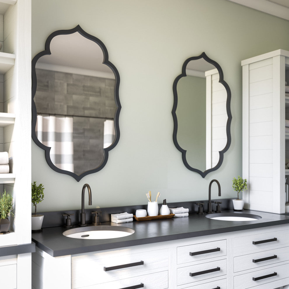 Kenroy 60537BL Wall Mirror, Caroline Collection, Black Finish