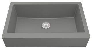 Karran Retrofit Farmhouse Quartz 34" Single Bowl Sink, Grey