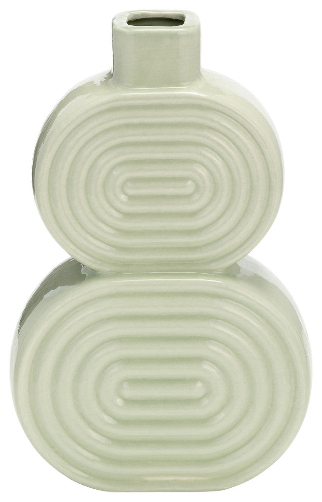 Ceramic 10" Stacked Circles Vase, Cucumber