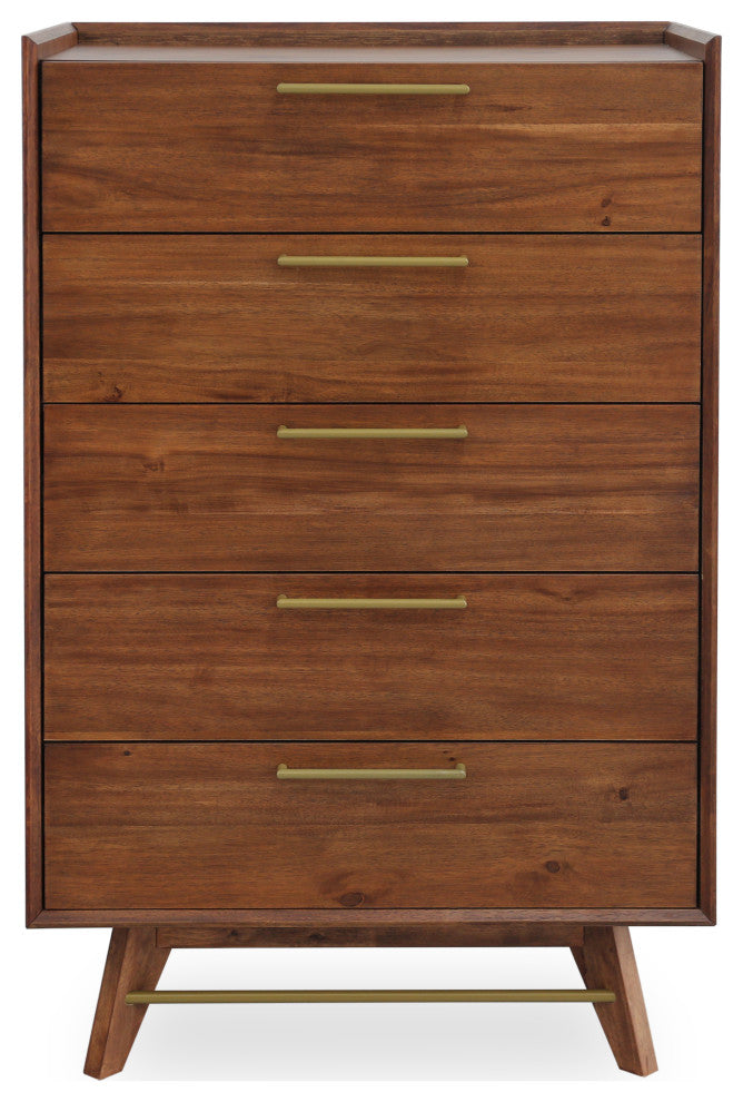 Mid-Century Modern High Chest, Walnut Stain