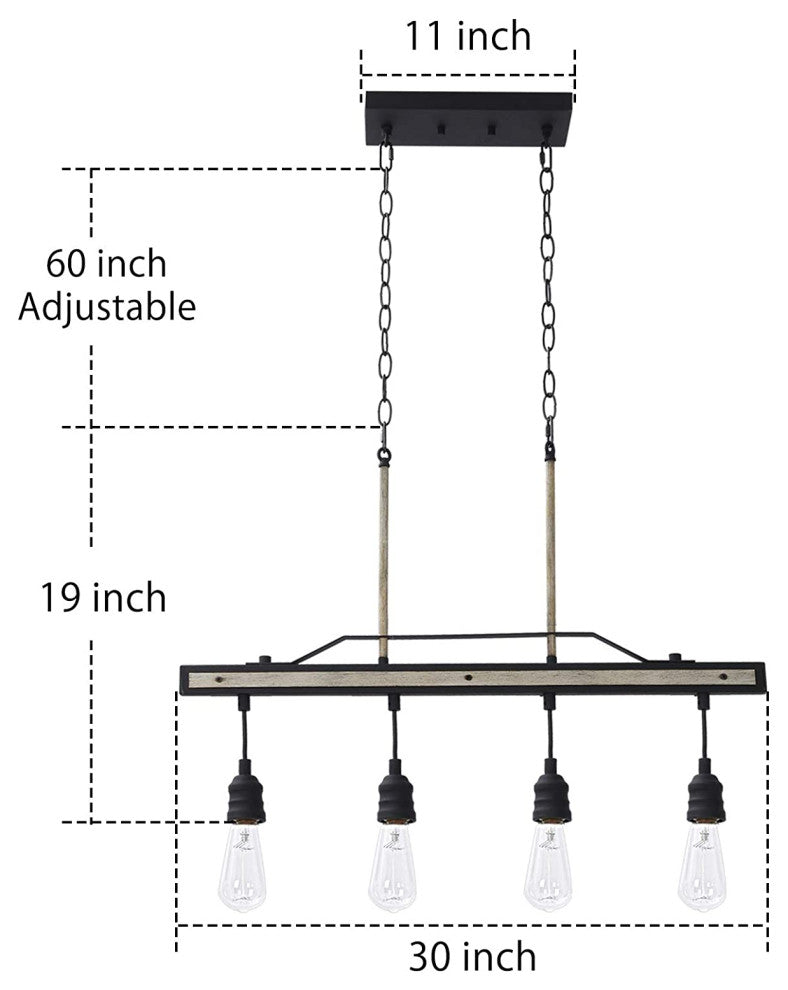 4 Light Farmhouse Chandelier Kitchen Dining Pendant Light Fixture