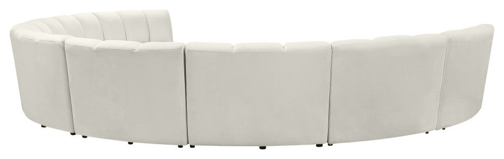 Infinity Channel Tufted Velvet Modular Chair, Cream, 8 Piece