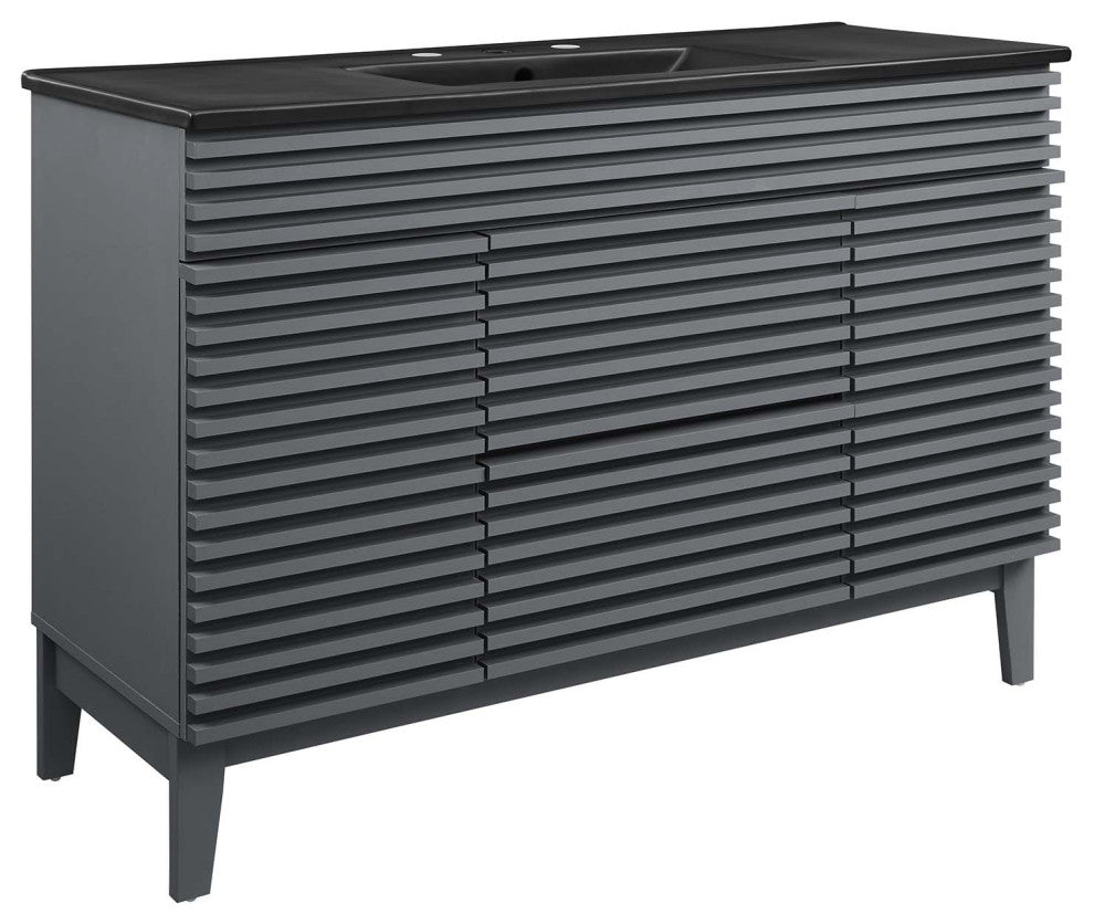 Render 48" Single Sink Bathroom Vanity, Gray Black