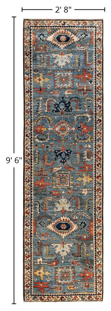 Serapi One-of-a-Kind Hand-Knotted Area Rug Light Blue, 2'8" x 9'6"
