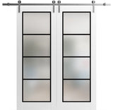 Sturdy Double Barn Door 72 x 84 | Planum 2132 White Silk  | 13FT
