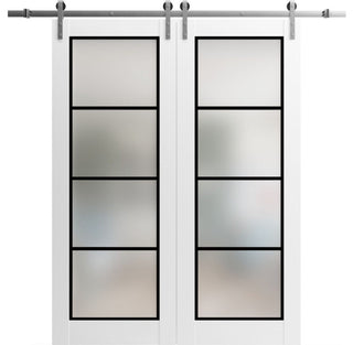 Sturdy Double Barn Door 72 x 84 | Planum 2132 White Silk  | 13FT