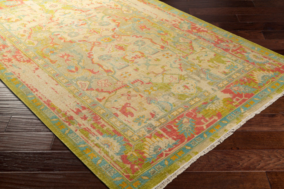 Surya Festival FVL-1000 Traditional Area Rug, Lime, 9' x 13' Rectangle