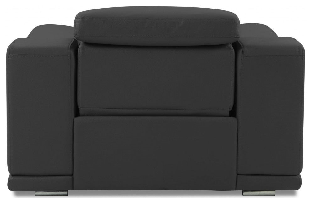 Mod Charcoal Gray Italian Leather Recliner Chair