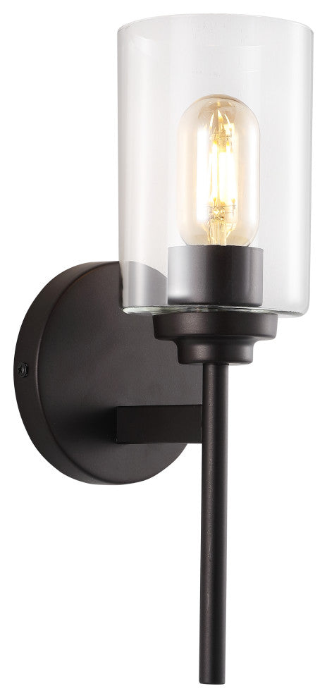 Juno 13" 1-Light Farmhouse Iron Cylinder LED Vanity, Oil Rubbed Bronze/Clear