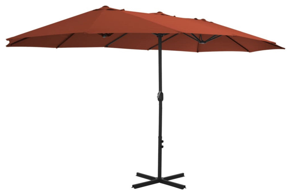 Vidaxl Outdoor Parasol With Aluminum Pole 181.1"x106.3" Terracotta