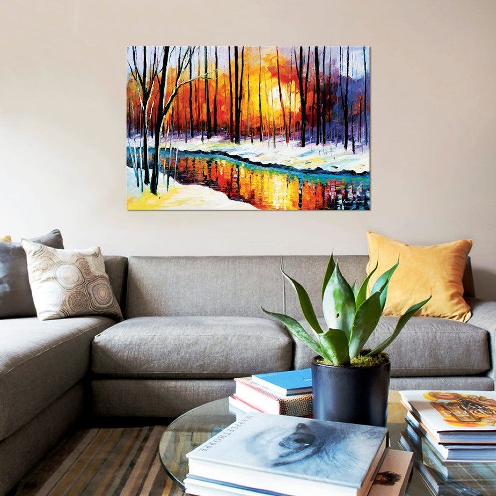 "Winter Sun" by Leonid Afremov, Canvas Print, 18"x12"