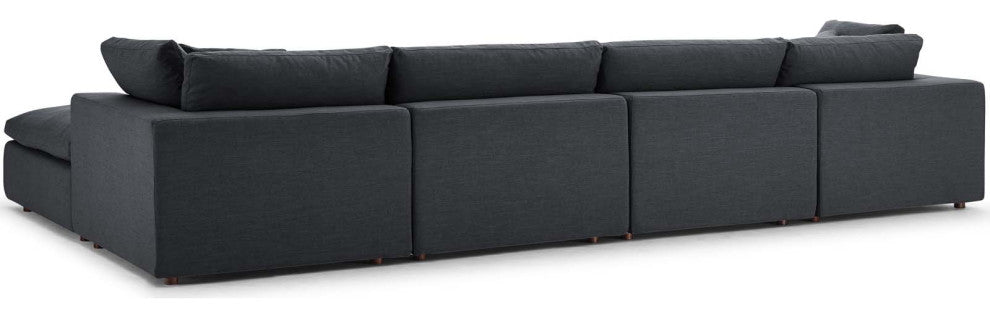Commix Down Filled Overstuffed 5-Piece Sectional Sofa Set, Gray