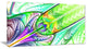 Green Blue Fractal Stained Glass, Abstract Wall Art Canvas, 32x16