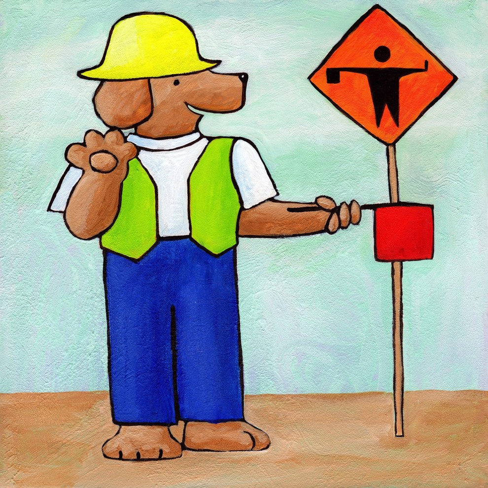 Marmont Hill, "Give a Dog a Work Zone" by Janet Nelson on Wrapped Canvas, 32x32