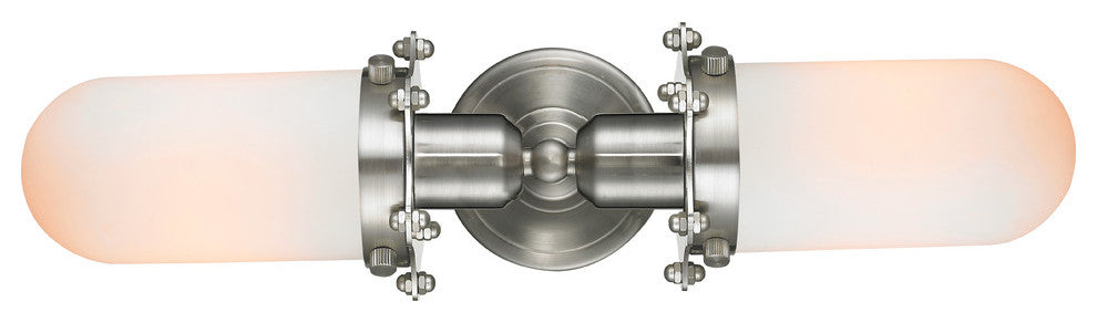 Centri 2-Light Bath Vanity-Light, Brushed Satin Nickel, Matte White