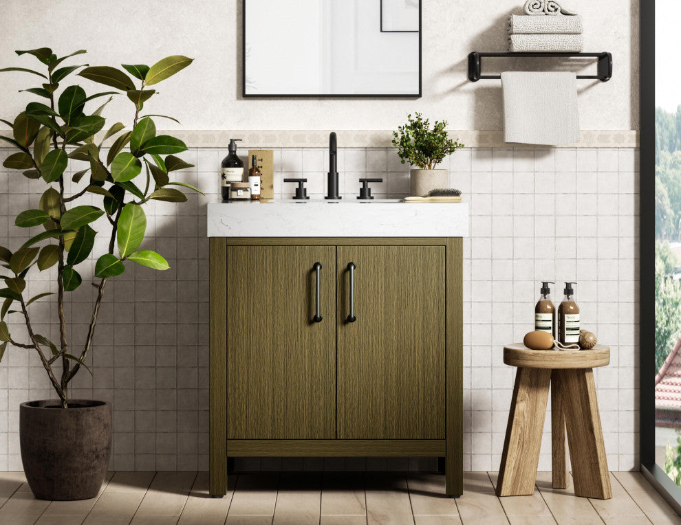 Home Living 30" Single Bathroom Vanity, Chestnut Brown