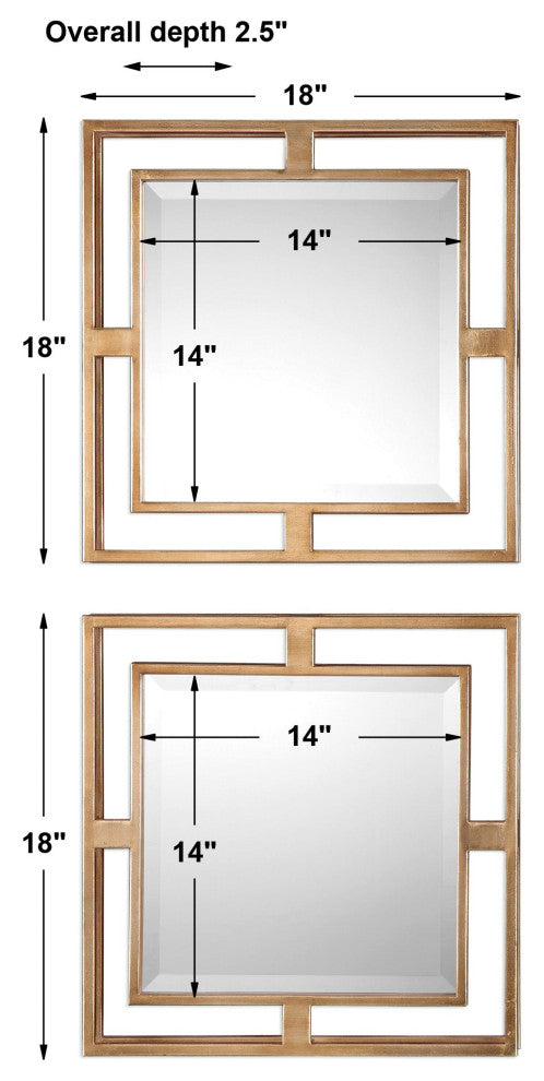 Uttermost Allick Gold Square Mirrors Set of 2