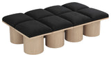 Pavilion Boucle Fabric Upholstered 8-Piece Modular Bench, Black, Natural Finish