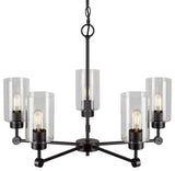 5-Light Clear Glass Chandelier, Black