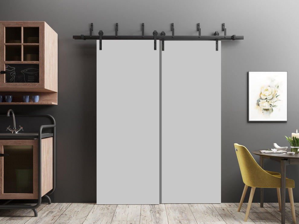 Sliding Closet Barn Bypass Doors 84 x 84 | Planum 0010 Matte Grey |  8ft
