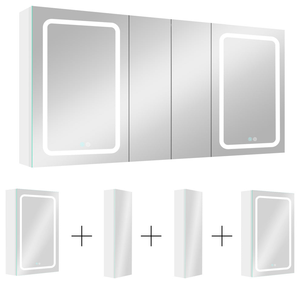 60 in.W x 30 in. H Aluminum Surface Mounted Medicine Cabinet with Mirrors