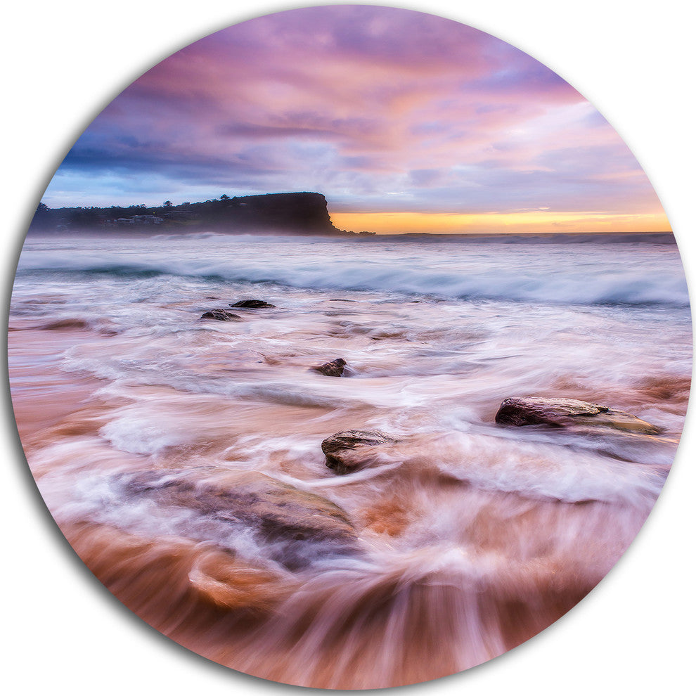 Fascinating Seashore With White Waters, Seashore Round Wall Art, 23"