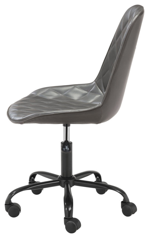 Computer Chair, Faux Vinyl Leather, Steel, Gray, Black, Business Office