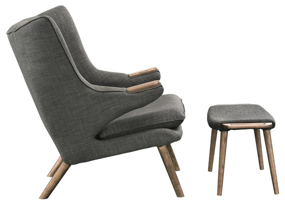 Modway Bear Lounge Chair and Ottoman, Walnut Gray