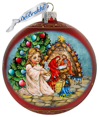 Christmas Miracle Lg Glass Ornament, Red